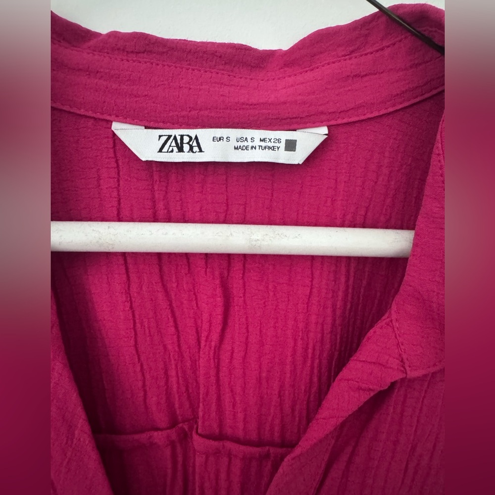 Zara Women's Fuchsia Button-Down Shirt/Tunic/Blouse - Picture 2 of 6